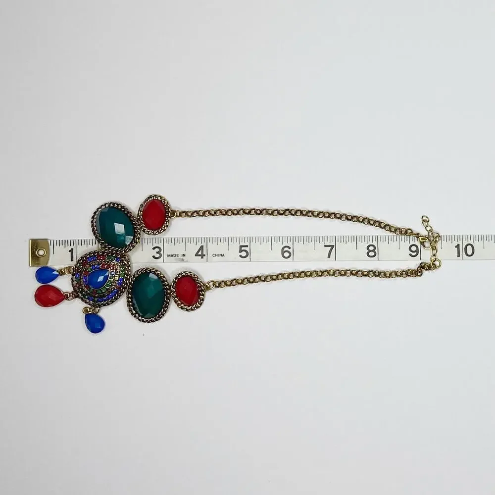 Multi Color Goldtone Statement Necklace